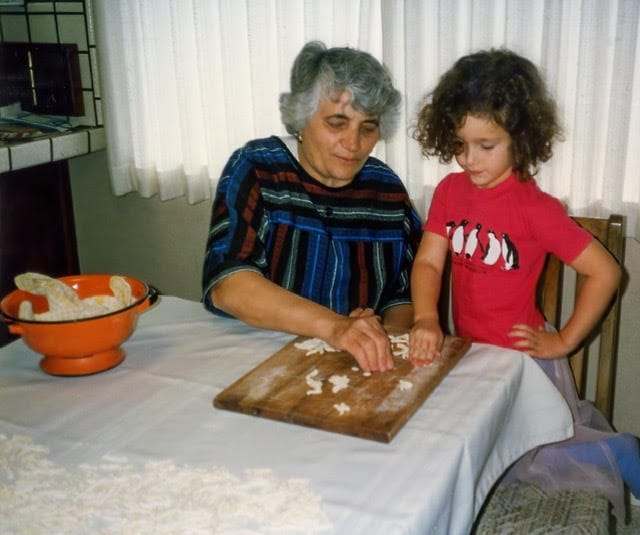 Arianne is learning to make pasta s a child with her nonna.